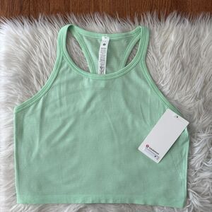 Lululemon Swiftly Tech Cropped Racerback Tank Top Shirt Size 14 Citra Lime NWT